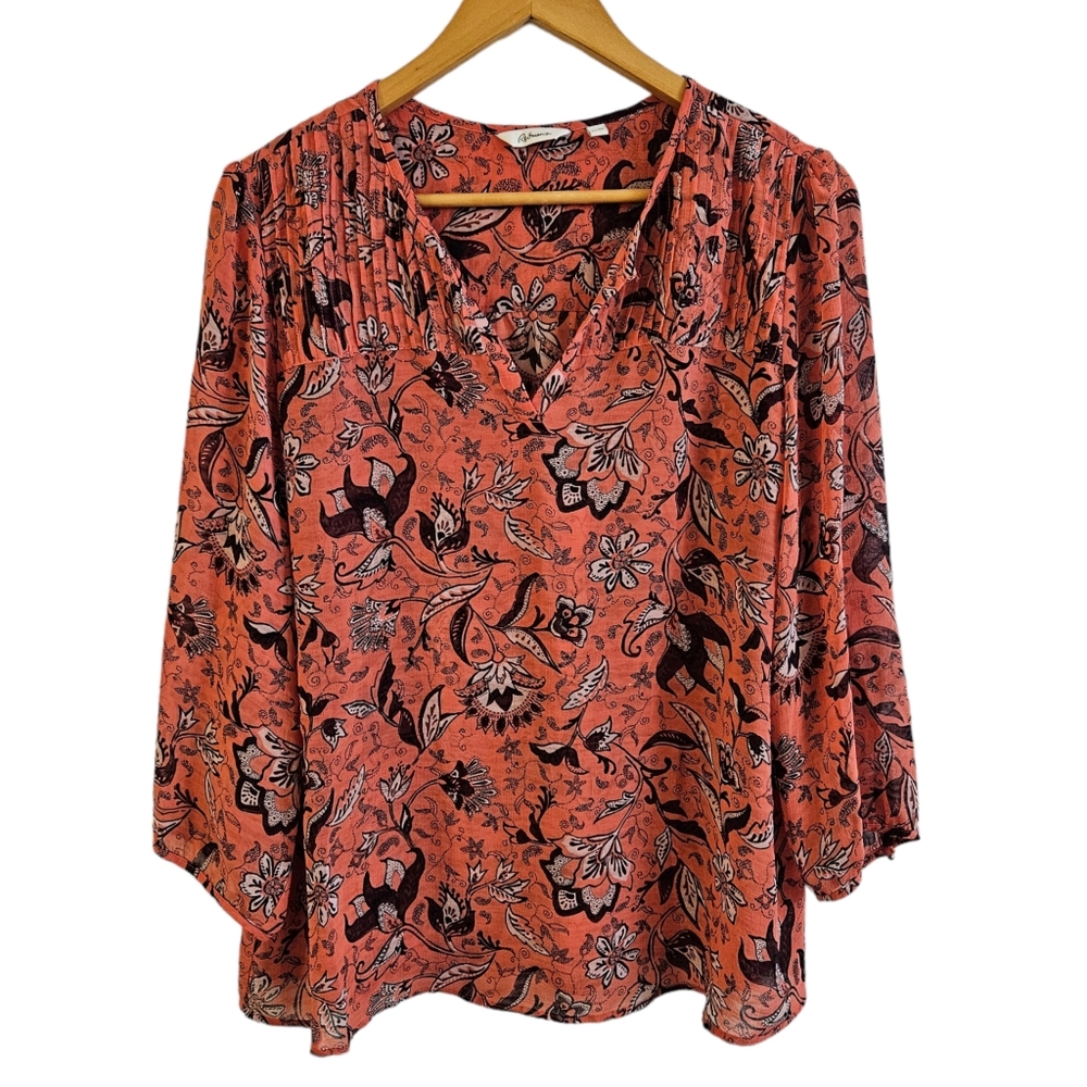Reitmans Coral/Pink Floral Paisley Designed Tunic (XL)